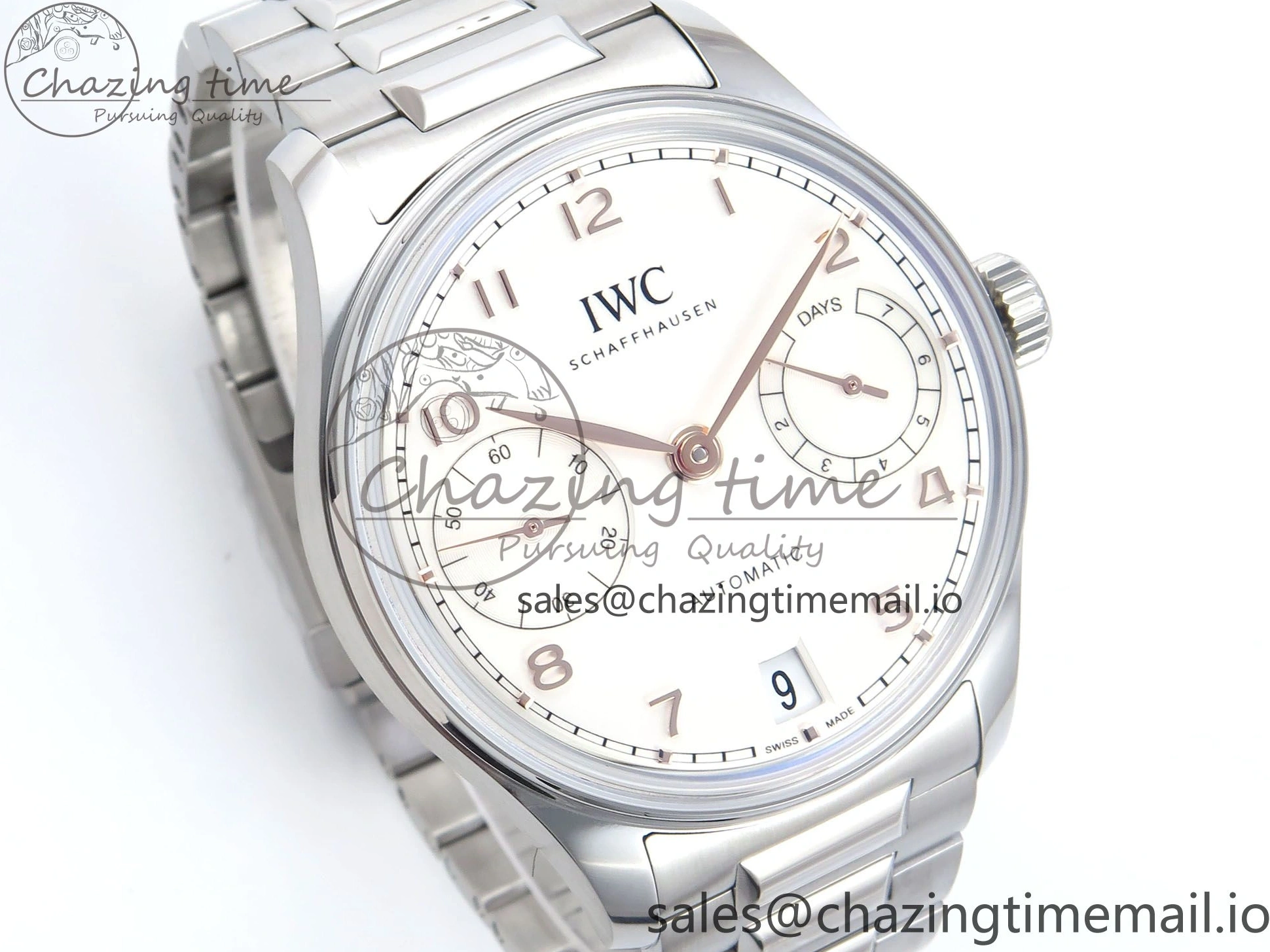 MIROTIME 0522 Portugieser Auto IWC0562A APSF 1:1 Best Edition White RG Dial on SS Bracelet A Unique 6991
